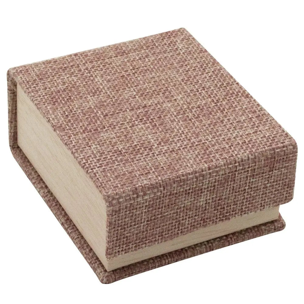 Brown Burlap and Faux Natural Wood Jewelry Earring or Pendant Boxes