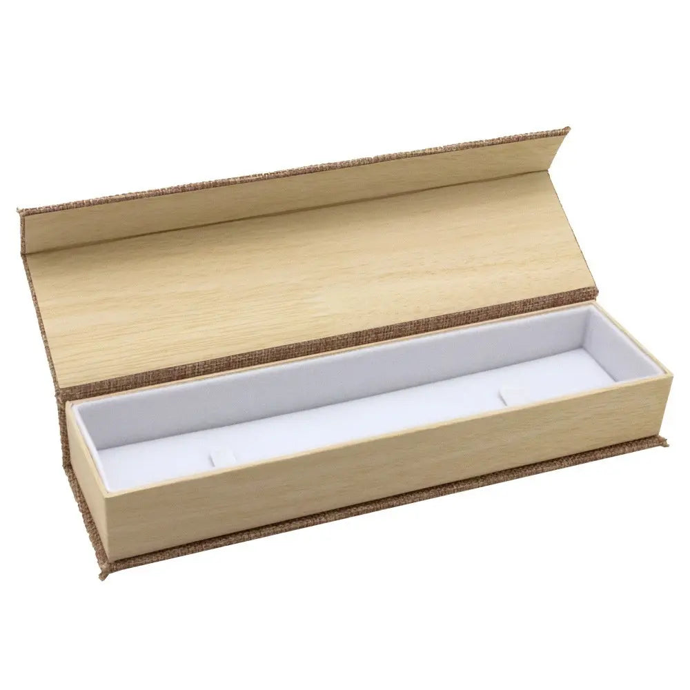 Brown Burlap and Faux Natural Wood Jewelry Bracelet or Watch Boxes