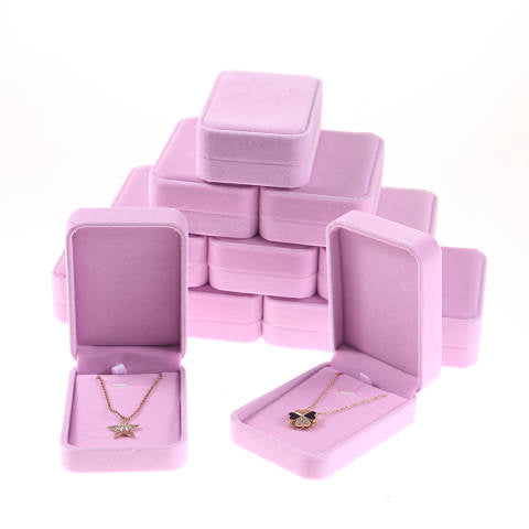 Pink Velvet Large Pendant Jewelry Box- Sold by Dozen (12pcs)