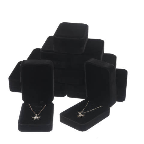 Black Velvet Large Pendant Jewelry Box- Sold by Dozen (12pcs)
