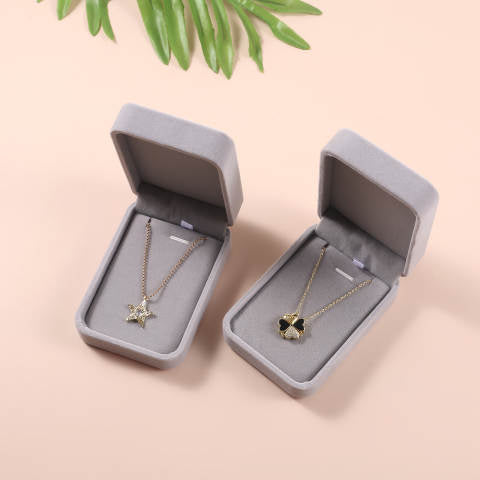 Grey Velvet Large Pendant Jewelry Box- Sold by Dozen (12pcs)