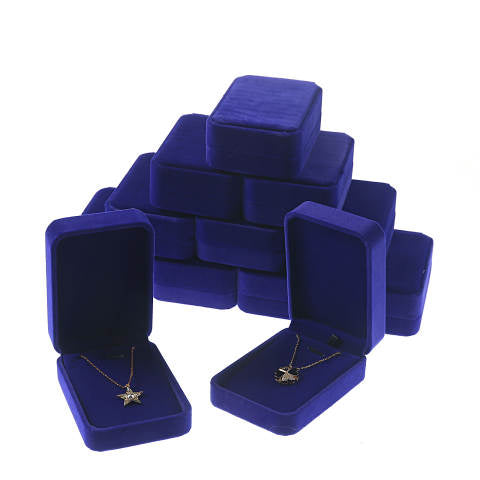 Blue Velvet Large Pendant Jewelry Box- Sold by Dozen (12pcs)