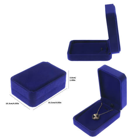 Blue Velvet Large Pendant Jewelry Box- Sold by Dozen (12pcs)