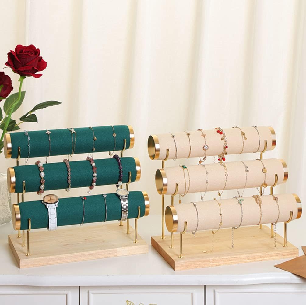 Luxury Detachable Three-Tier Jewelry Display Stand, Green