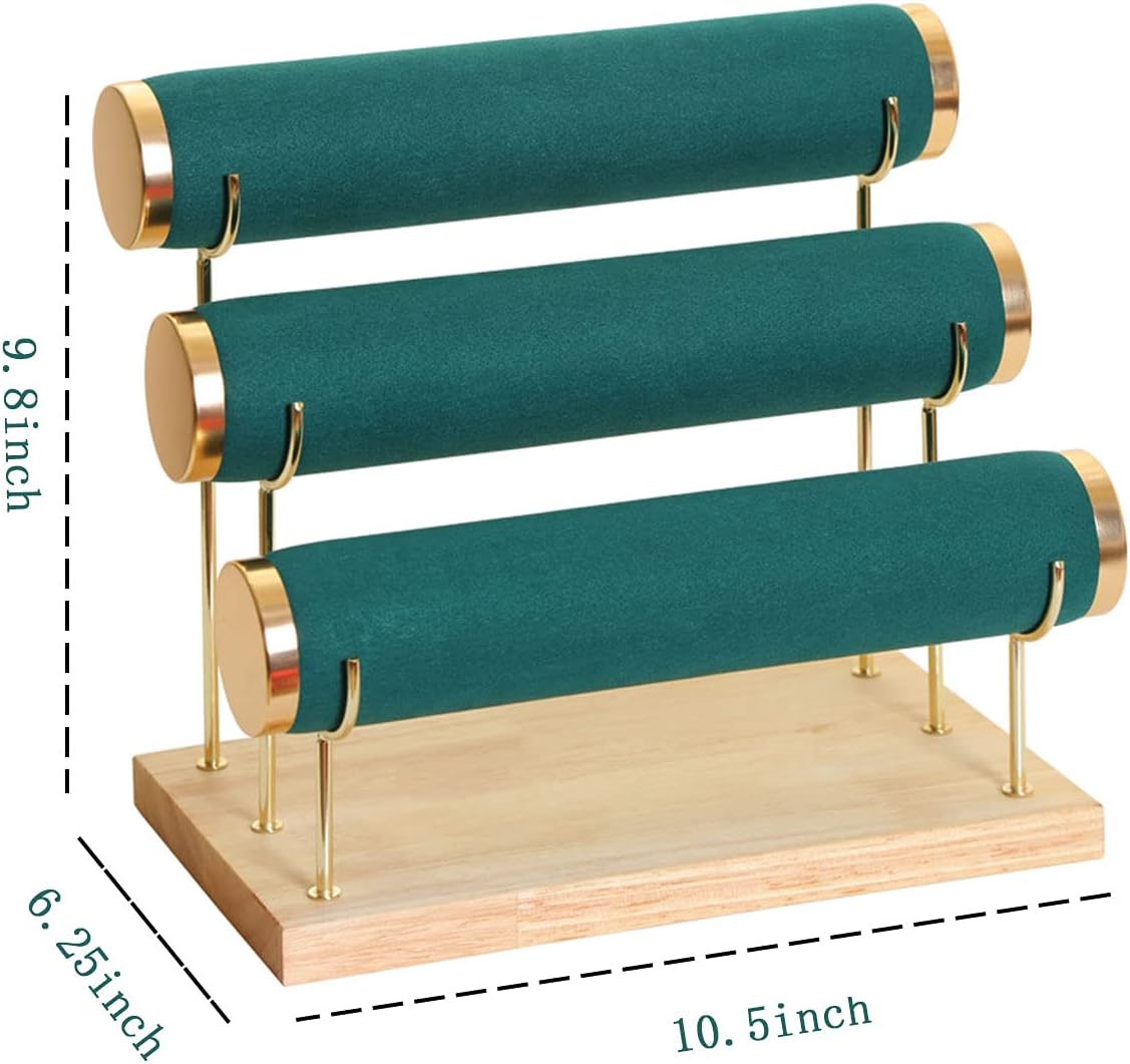 Luxury Detachable Three-Tier Jewelry Display Stand, Green
