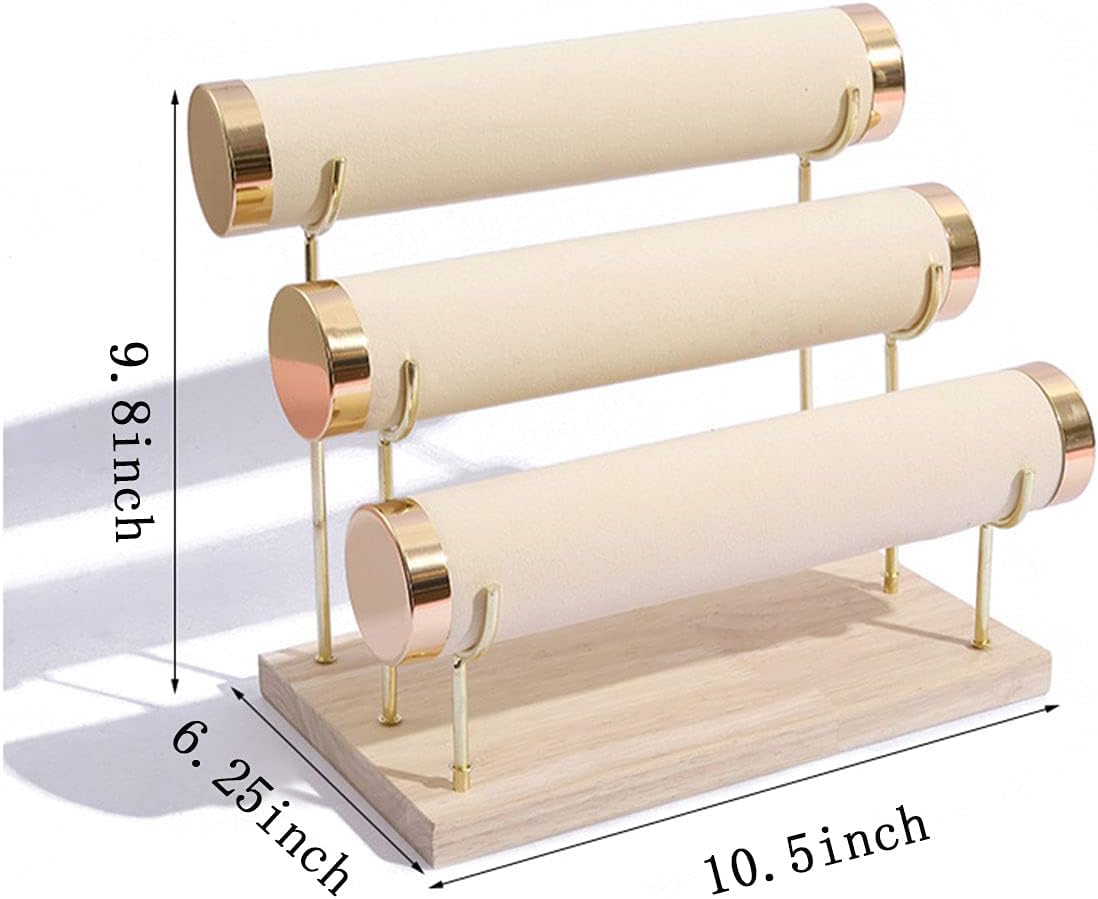 Luxury Detachable Three-Tier Jewelry Display Stand, Beige