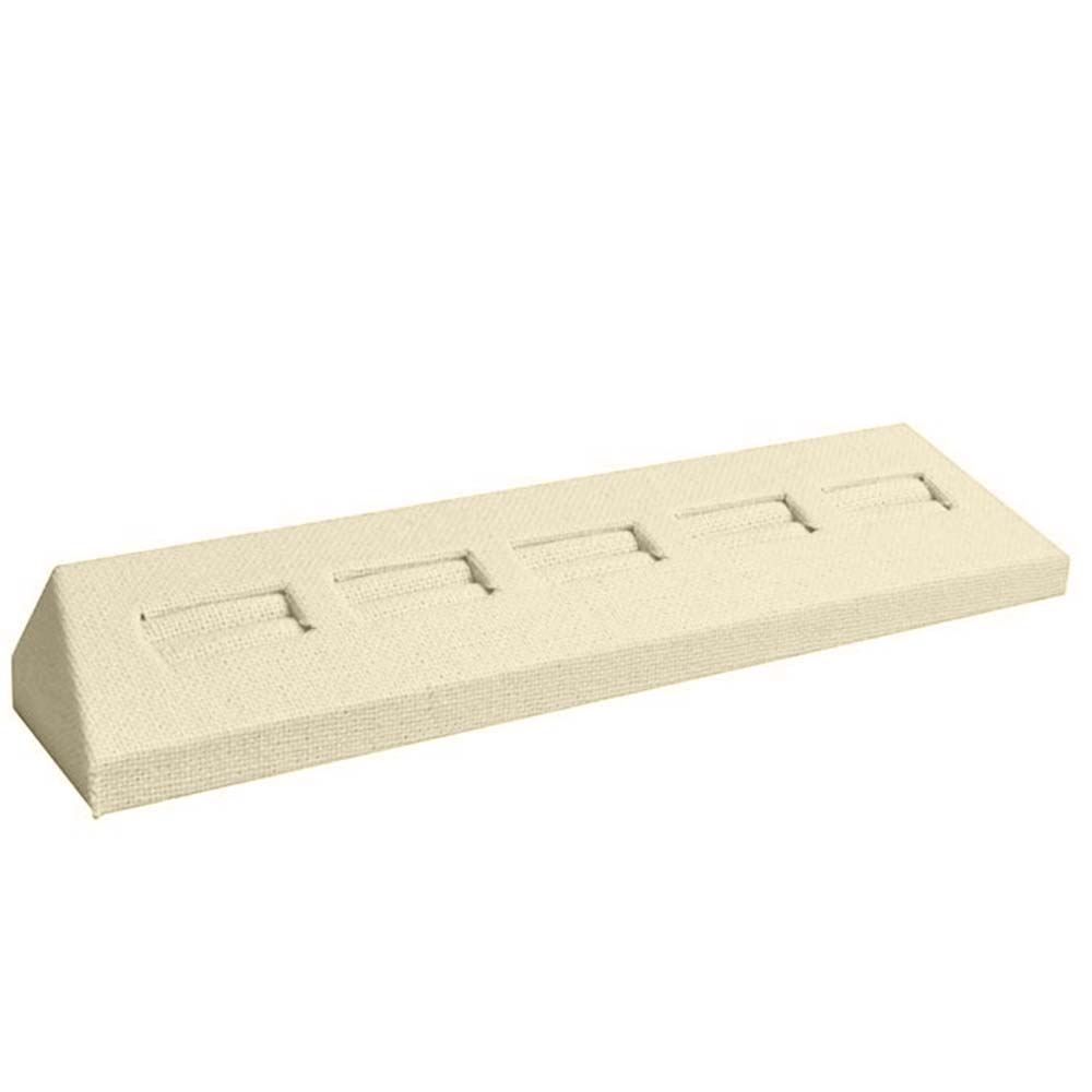 Beige Linen 5 Slot Jewelry Ring Display