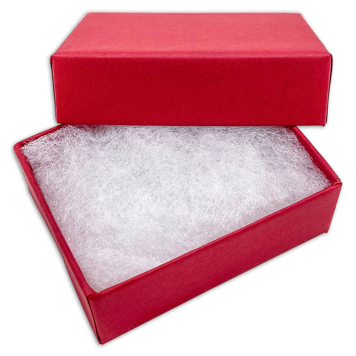 #11 - 2 1/8" x 1 5/8" x 3/4" Matte Red Cotton Filled Paper Box