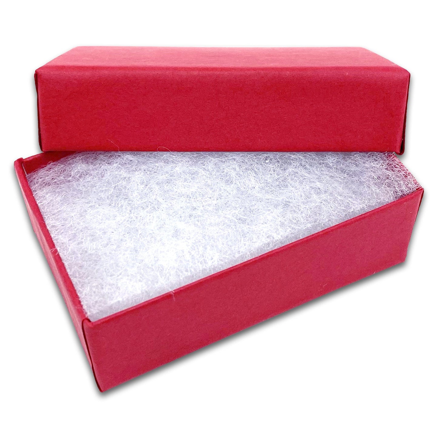 #21 - 2 5/8" x 1 5/8" x 1" Matte Red Cotton Filled Paper Box
