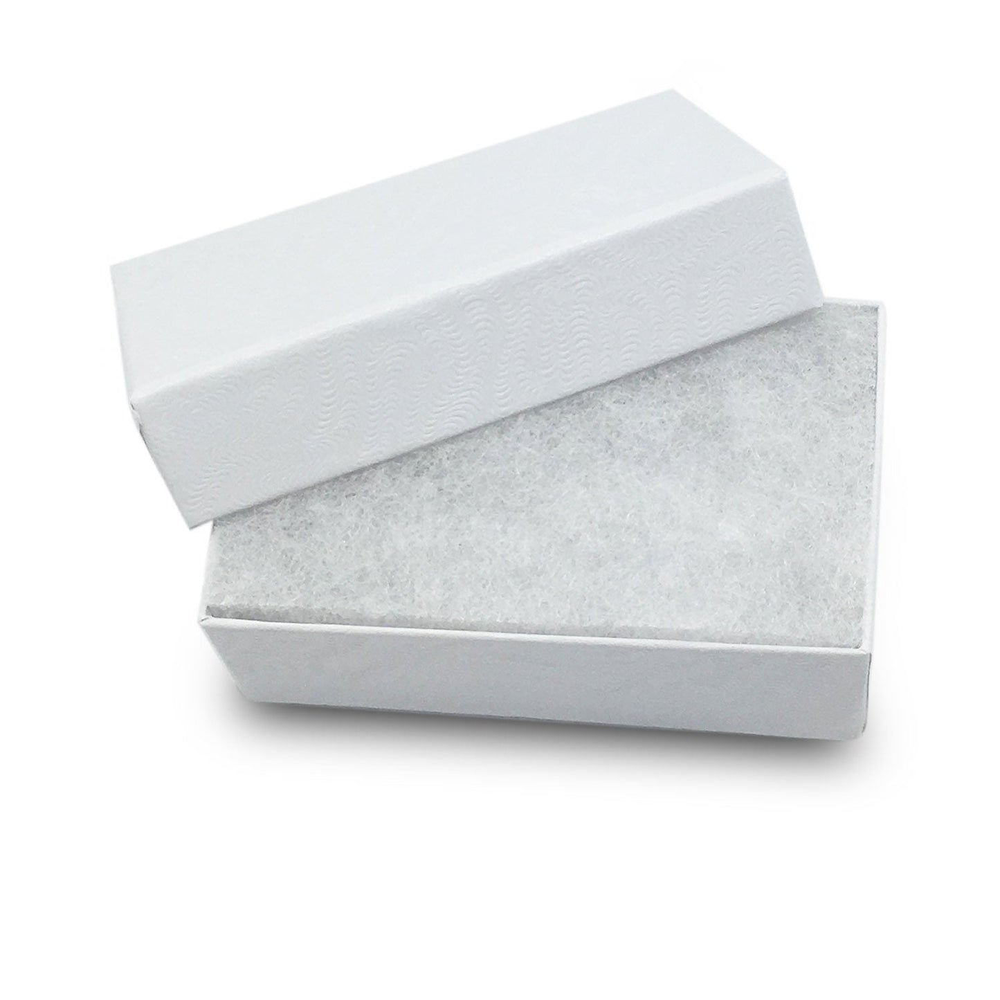 #21 - 2 5/8" x 1 1/2" x 1" White Swirl Cotton Filled Paper Box