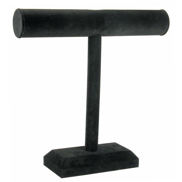 Black Velvet Long Jewelry T Bar Display Stand