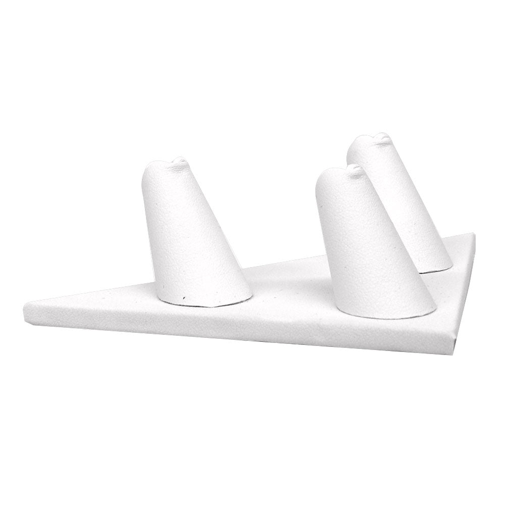 White Leatherette 3 Finger Jewelry Ring Display