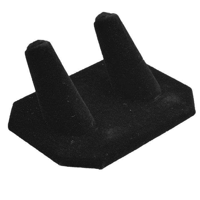 Black Velvet Dual Finger Jewelry Ring Display, 1-1/4" Tall