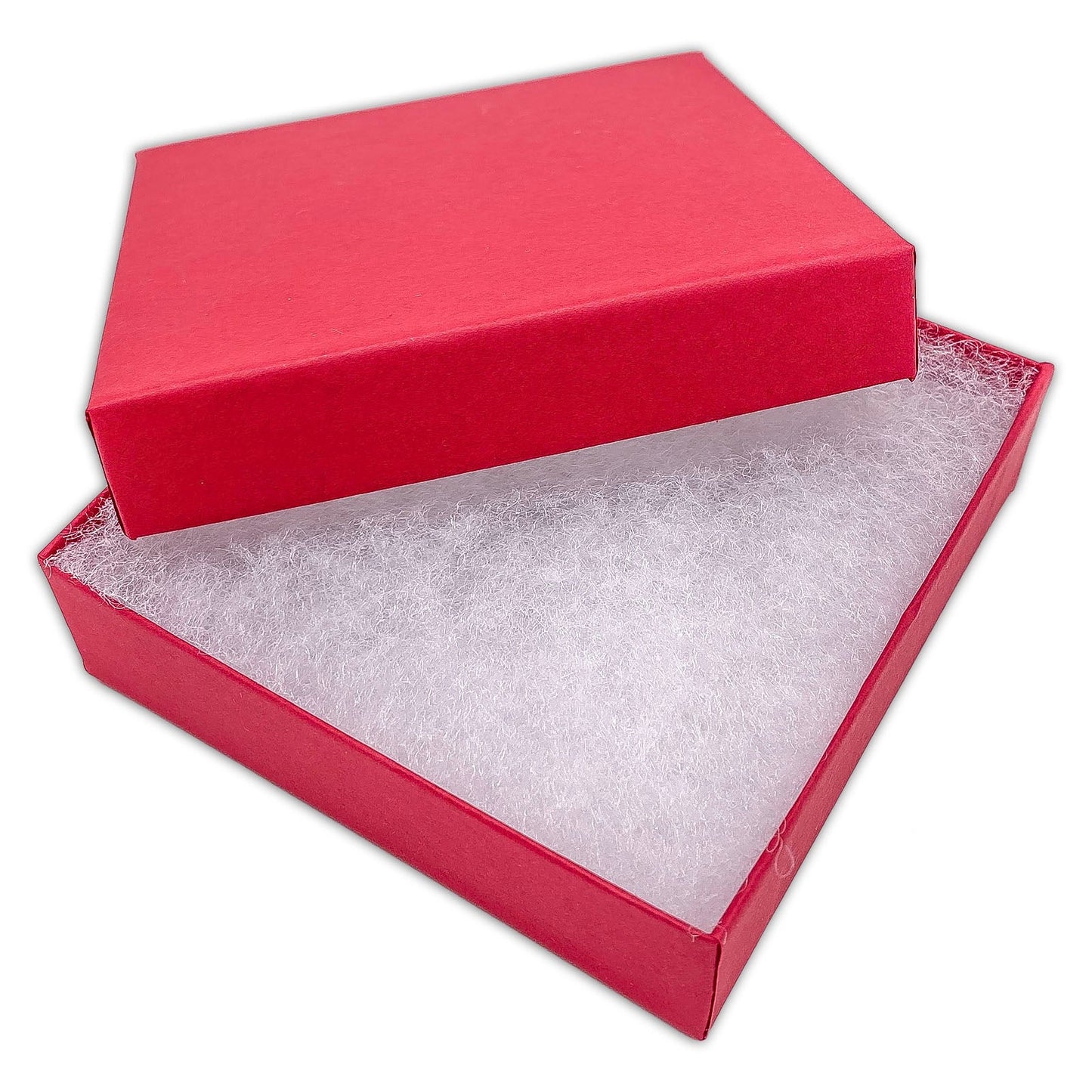 #33 - 3 1/2" x 3 1/2" x 1" Matte Red Cotton Filled Box
