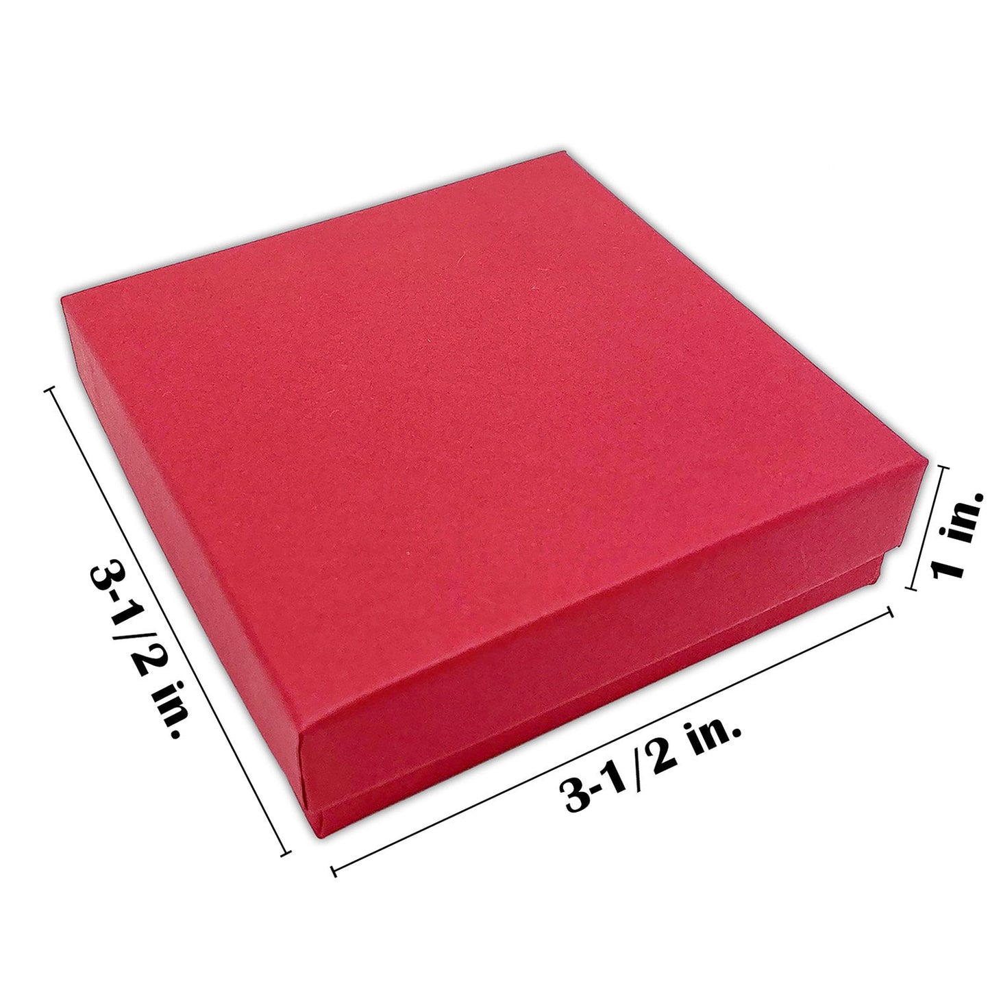 #33 - 3 1/2" x 3 1/2" x 1" Matte Red Cotton Filled Box