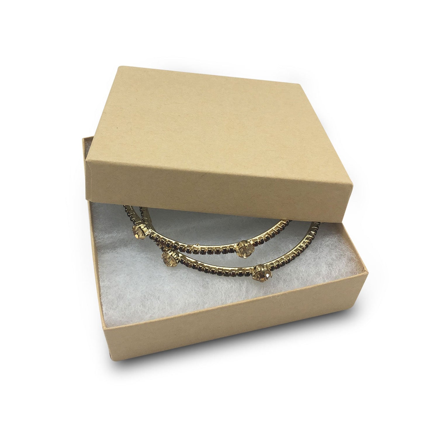 #K33 - 3 1/2" x 3 1/2" x 1" Kraft Cotton Filled Paper Box