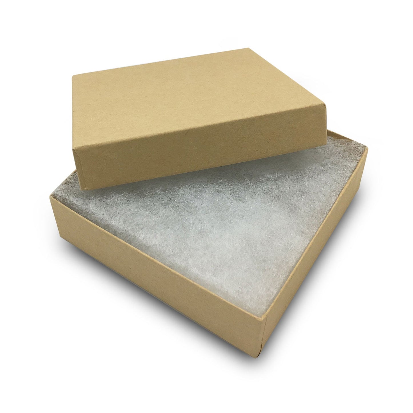 #K33 - 3 1/2" x 3 1/2" x 1" Kraft Cotton Filled Paper Box