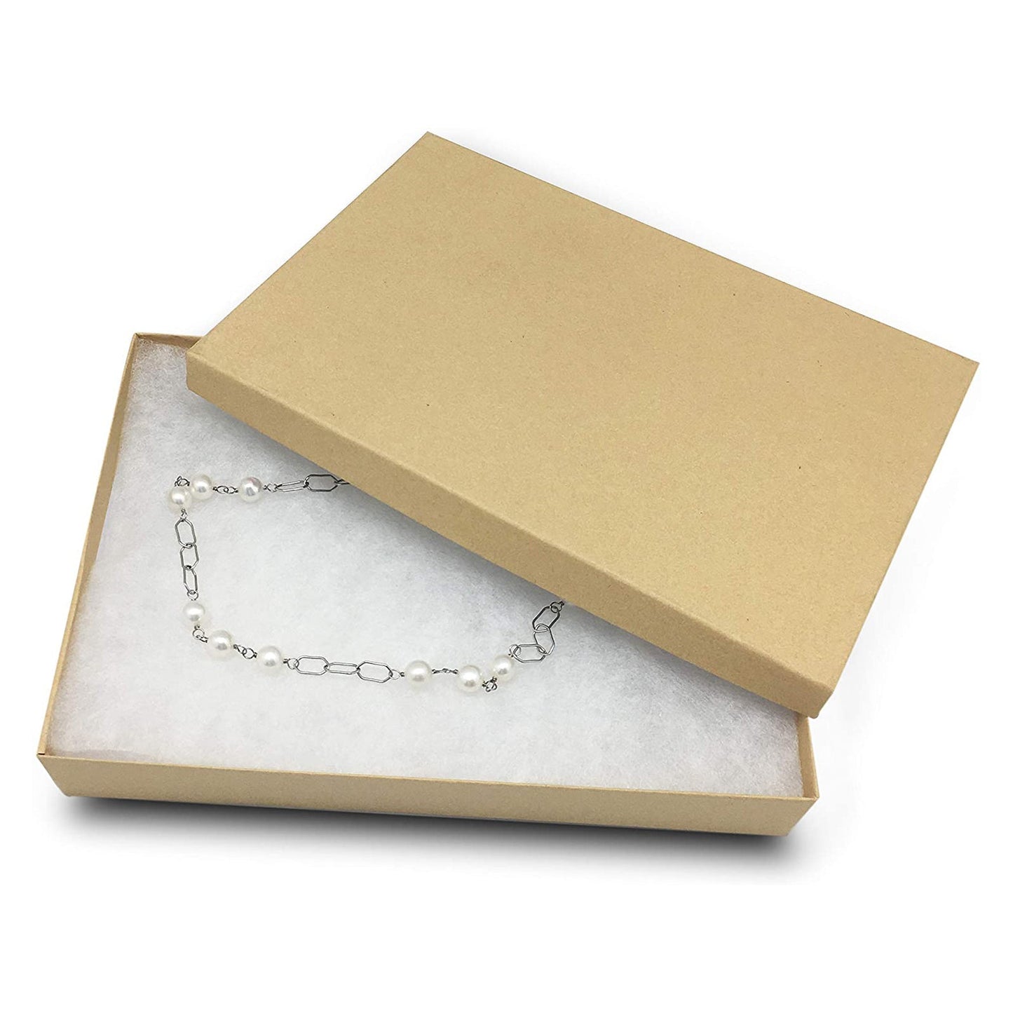 #K53 - 5 3/8" x 3 7/8" x 1" Kraft Cotton Filled Paper Box
