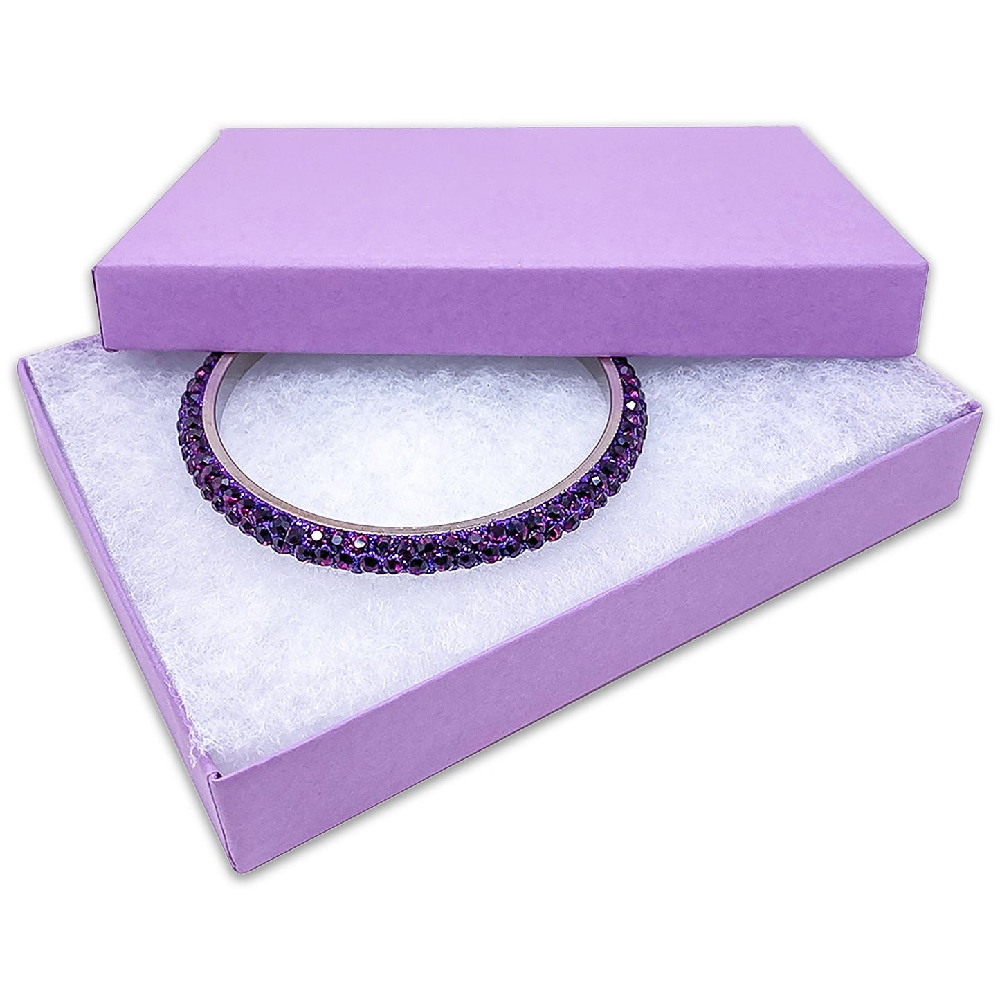 #53 - 5 7/16" x 3 15/16" x 1" Matte Purple Cotton Filled Paper Box
