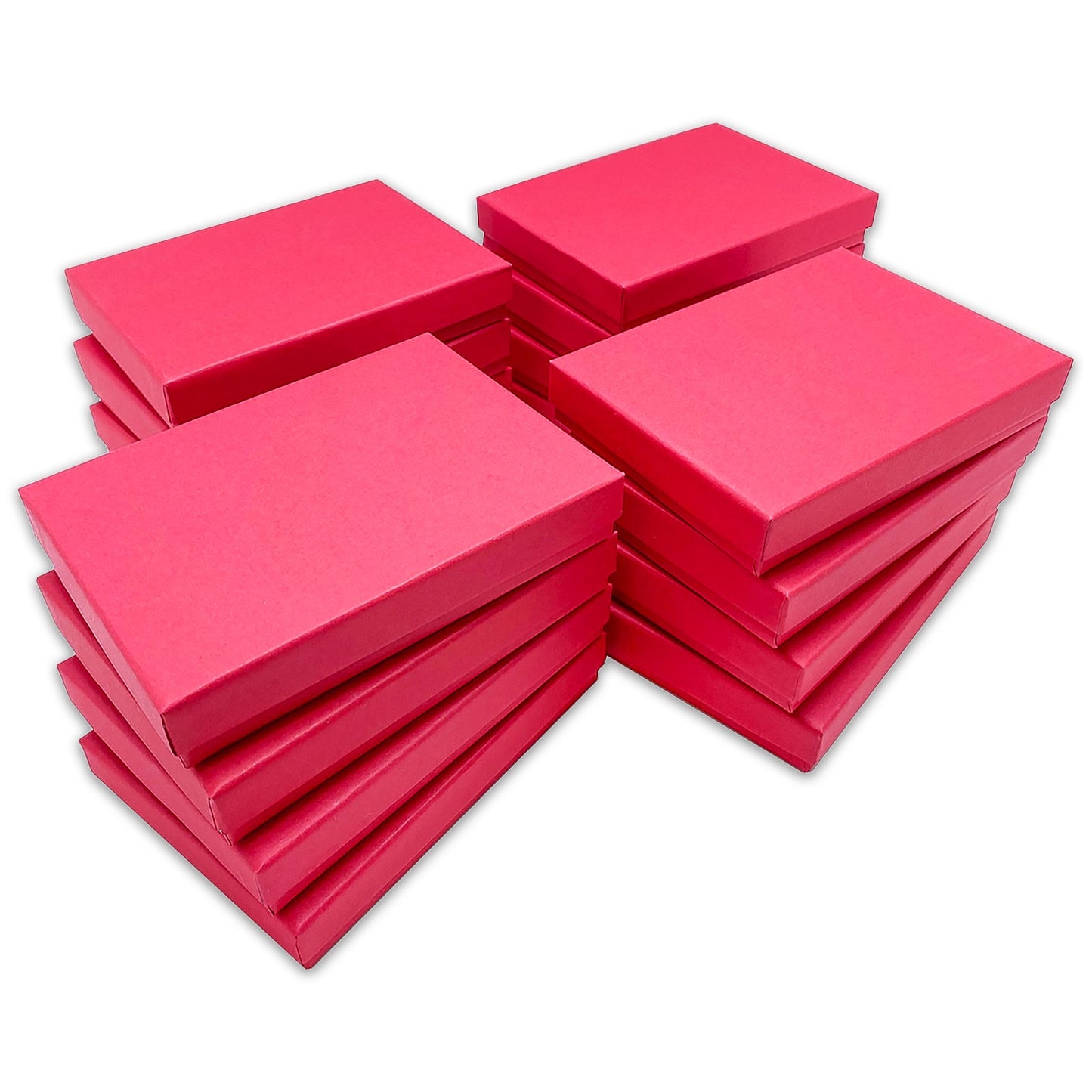 #53 - 5 7/16" x 3 15/16" x 1" Matte Red Cotton Filled Paper Box