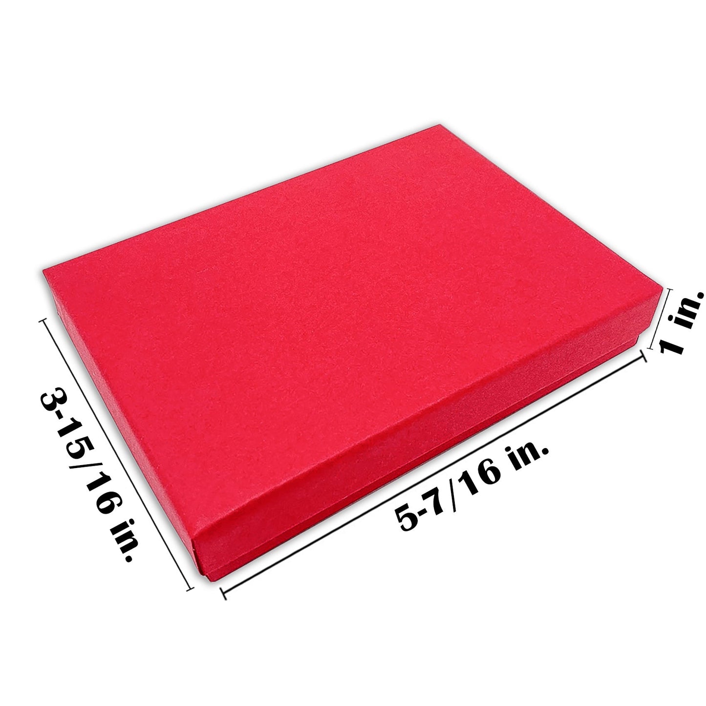 #53 - 5 7/16" x 3 15/16" x 1" Matte Red Cotton Filled Paper Box