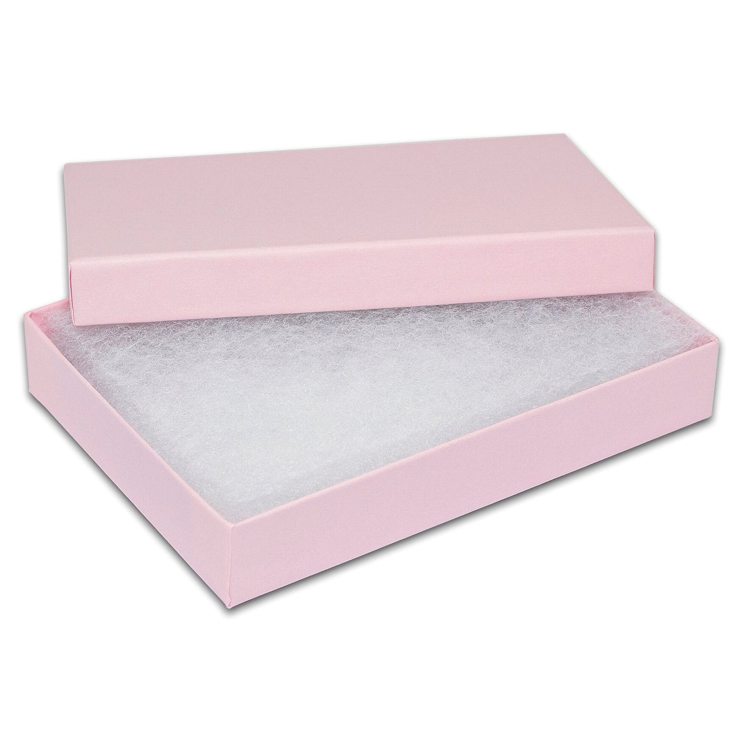 #53 - 5 3/8" x 3 7/8" x 1"H Pink Cotton Filled Box