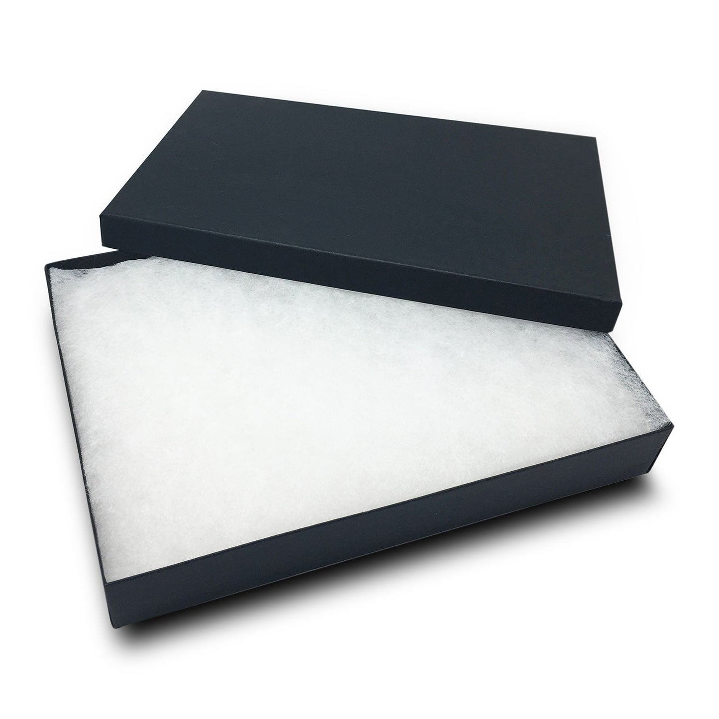 #MB65 - 6 1/8" x 5 1/8" x 1 1/8" Matte Black Cotton Filled Jewelry Boxes