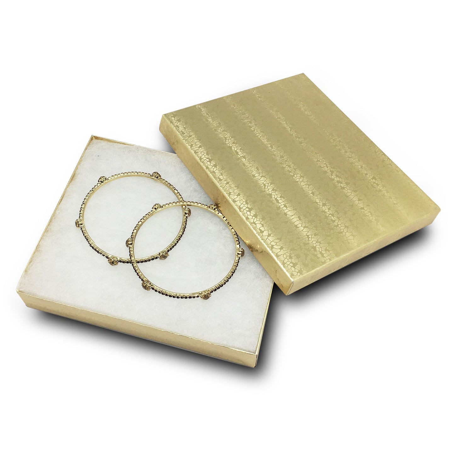 #G65 - 6 1/8" x 5 1/8" x 1 1/8"H Gold Foil Cotton Filled Box