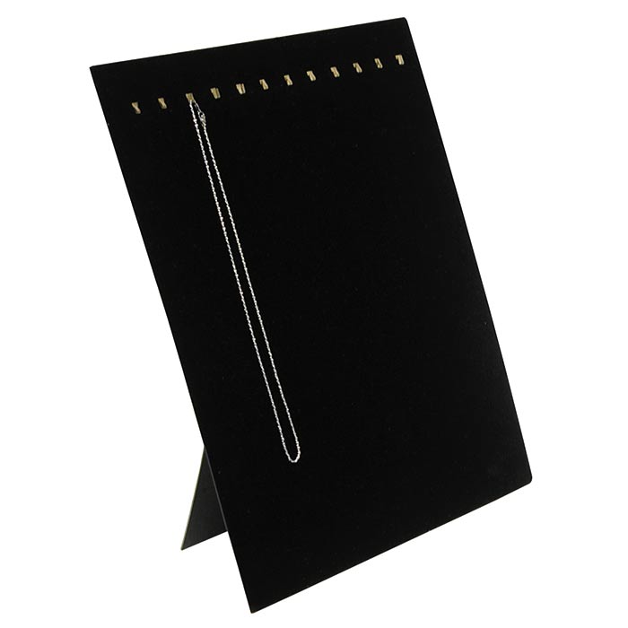 Black Velvet 12 Hook Jewelry Chain Display Board, 15" Tall"