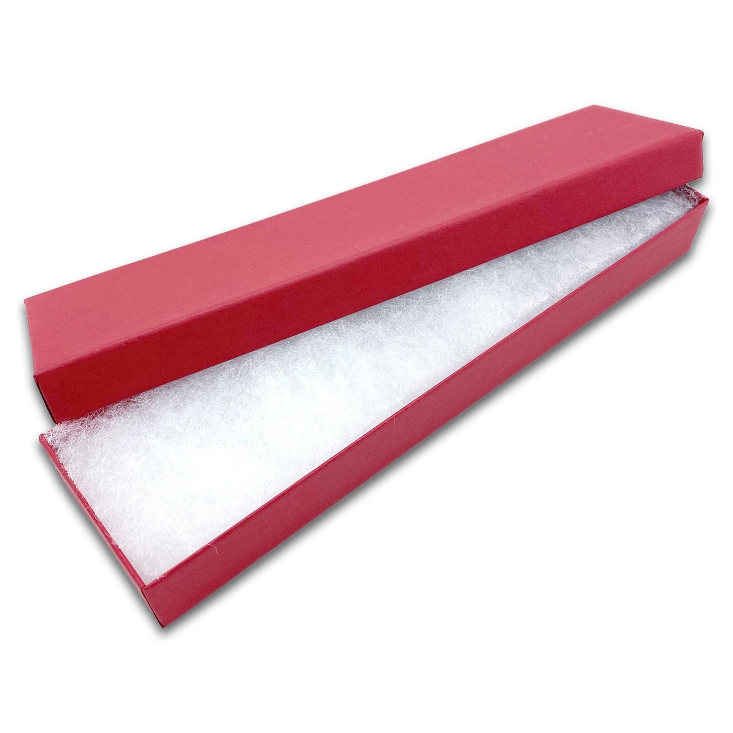 #82 - 8" x 2" x 1" Matte Red Cotton Filled Box