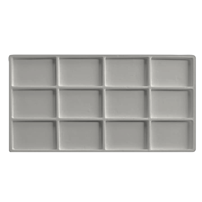 Full Size grey 12 Compartment Jewelry Bracelet Flocked Tray Liner Insert