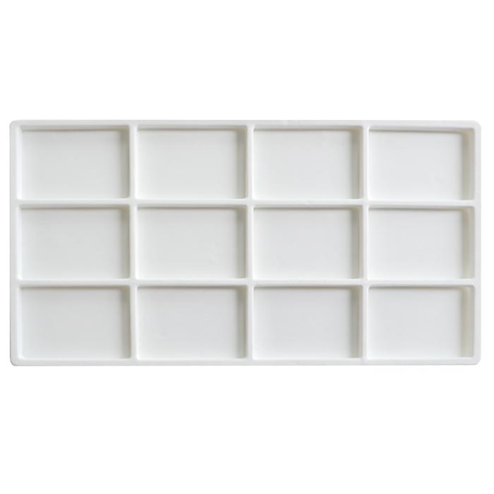 Full Size White 12 Compartment Jewelry Bracelet Flocked Tray Liner Insert