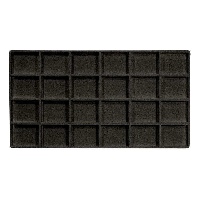 Full Size BlackFlocked 24 Compartment Jewelry Bracelet Tray Liner Insert
