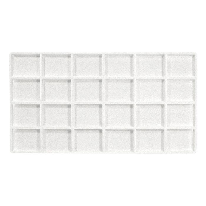 Full Size White Flocked 24 Compartment Jewelry Bracelet Tray Liner Insert