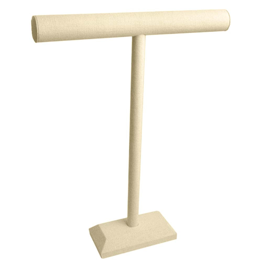 Beige Linen Tall Jewelry Necklace / Chain T Bar Stand