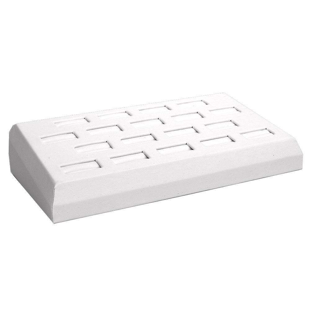 18 Slot White Leatherette Jewelry Ring Display Tray