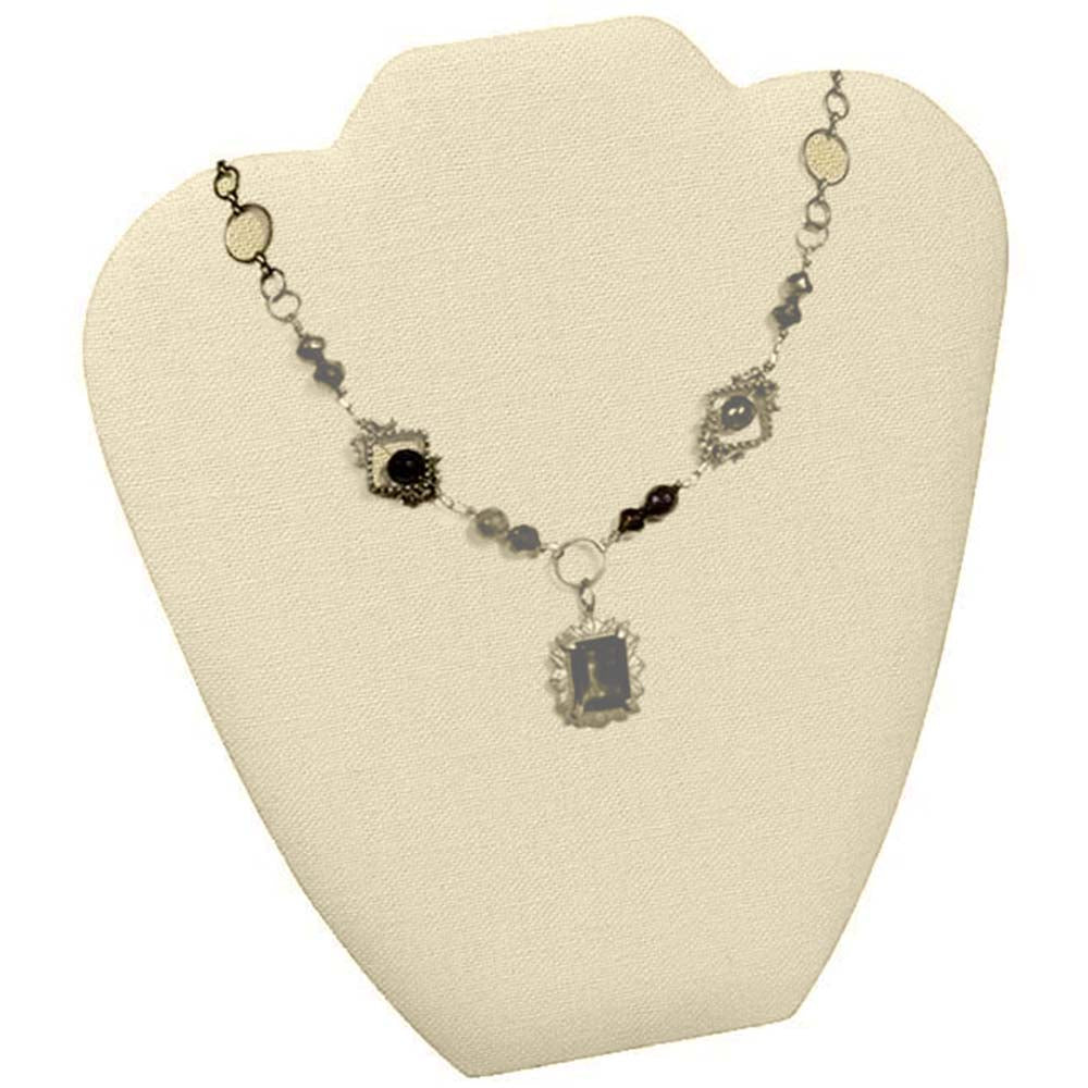 Beige Linen Jewelry Necklace Display Easel, 8-5/8" Tall