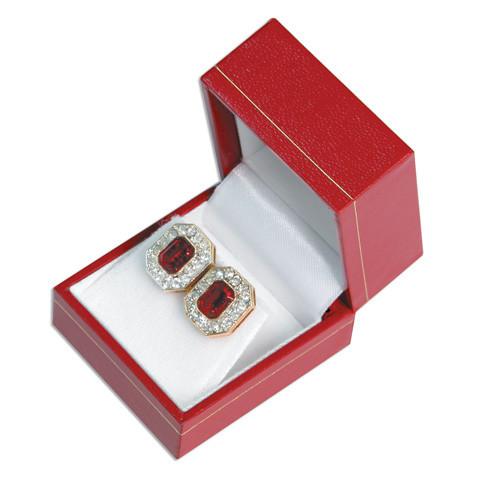 Red Leatherette, Gold Trim, Jewelry Earring Box