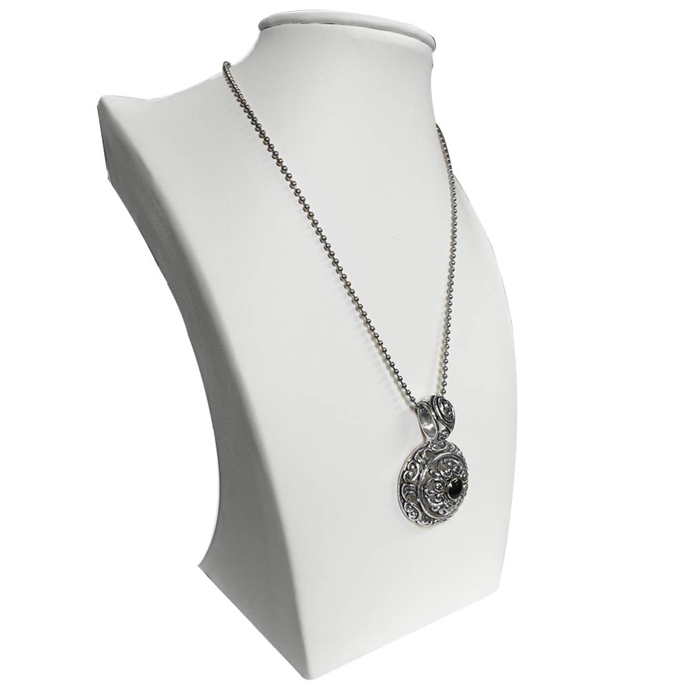 White Leatherette Curved Jewelry Necklace Bust, 8" Tall"