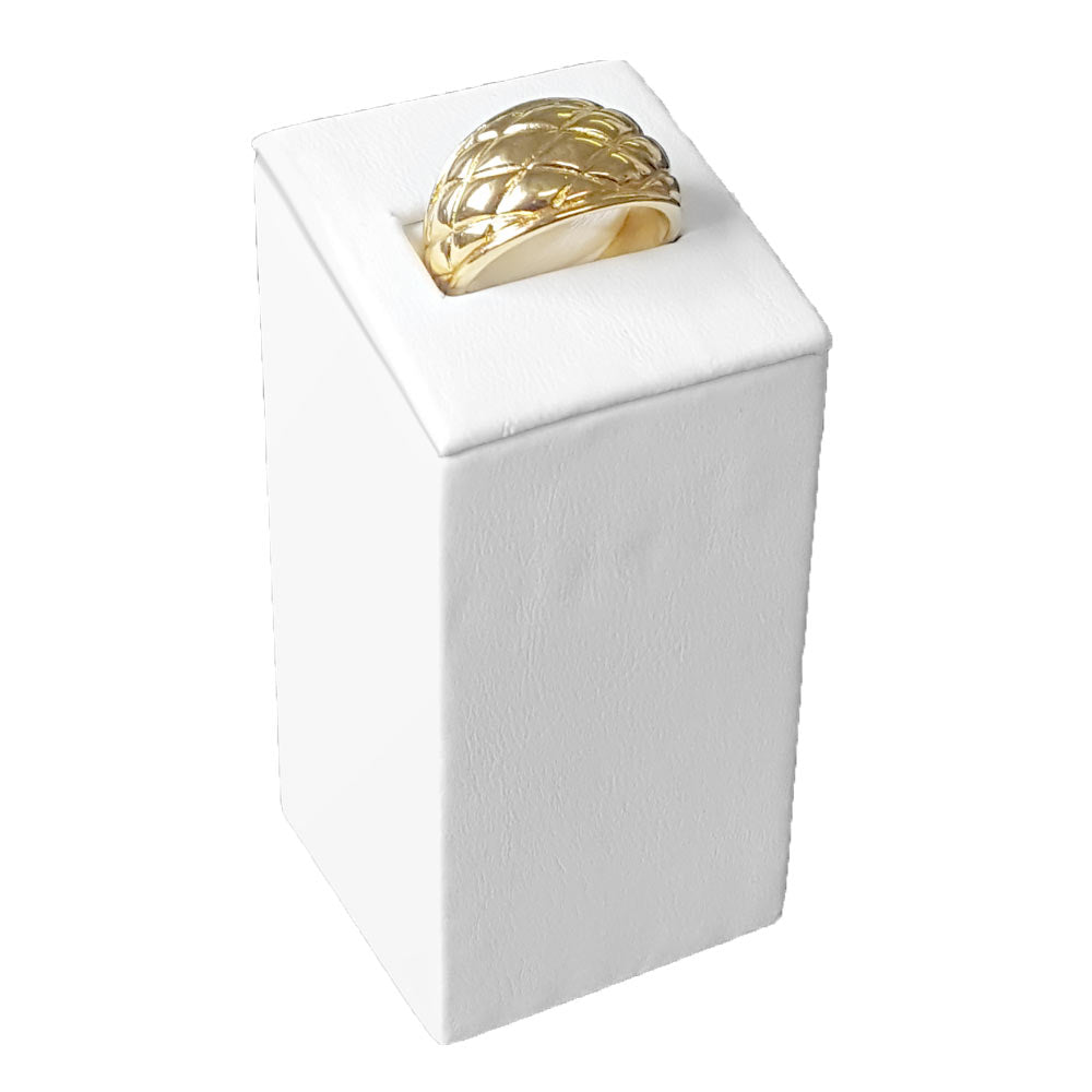 White Leatherette Jewelry Ring Stand, 3 1/8" Tall