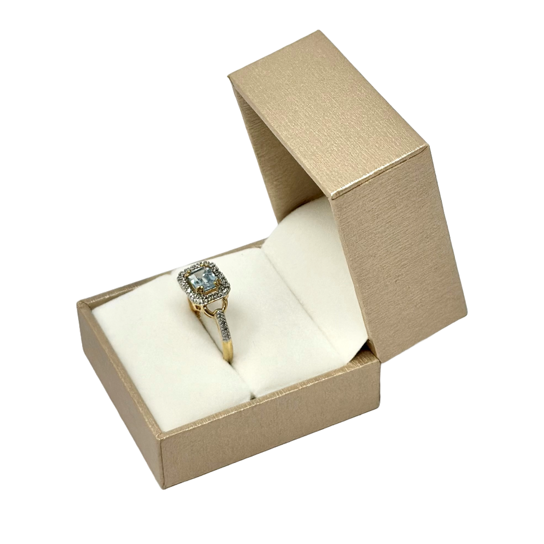 Luxury Linen Gold Ring Gift Box