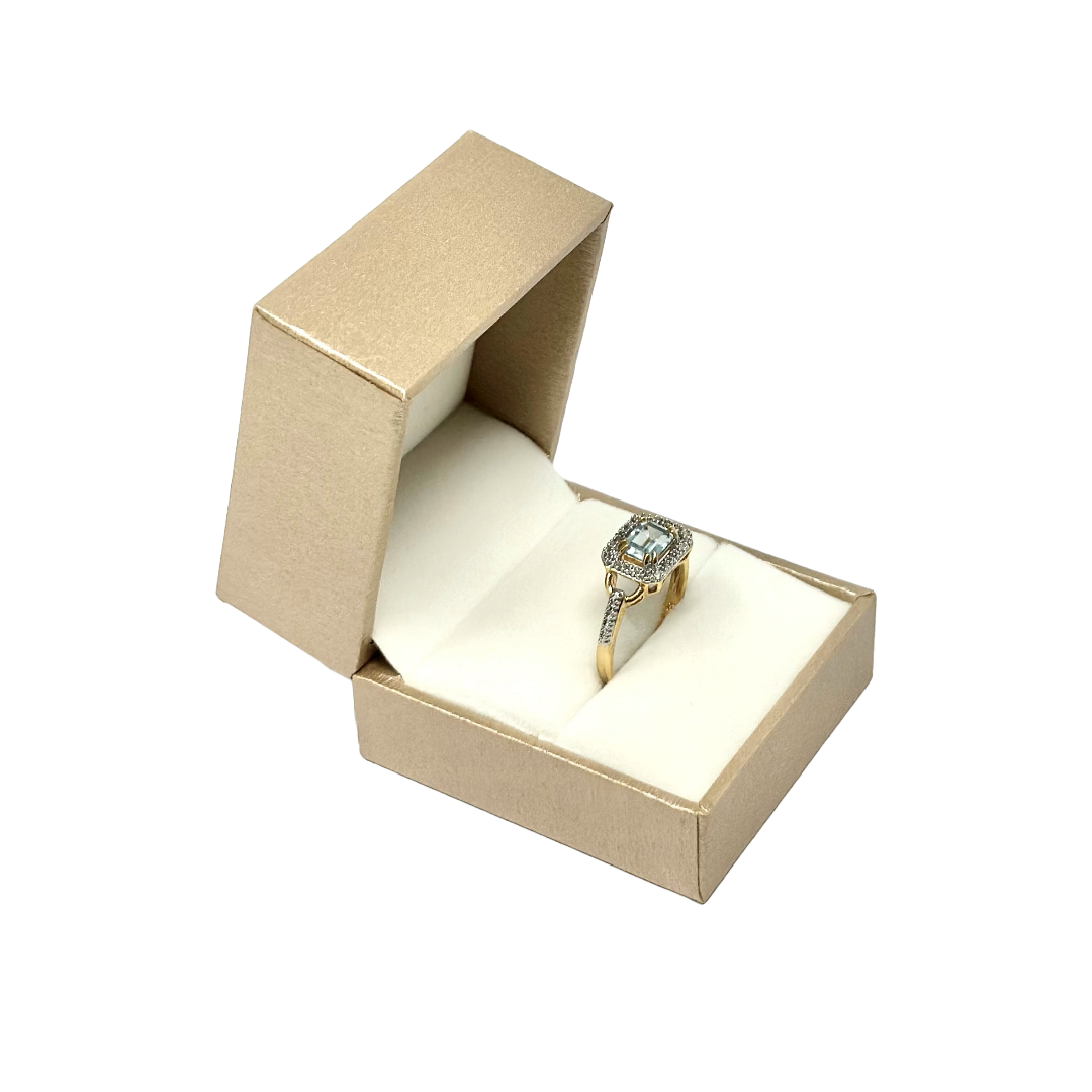 Luxury Linen Gold Ring Gift Box
