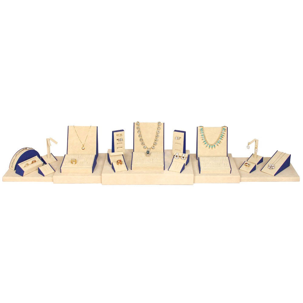 Cream Vintage blue Faux Leatherette 24-Piece Display Set