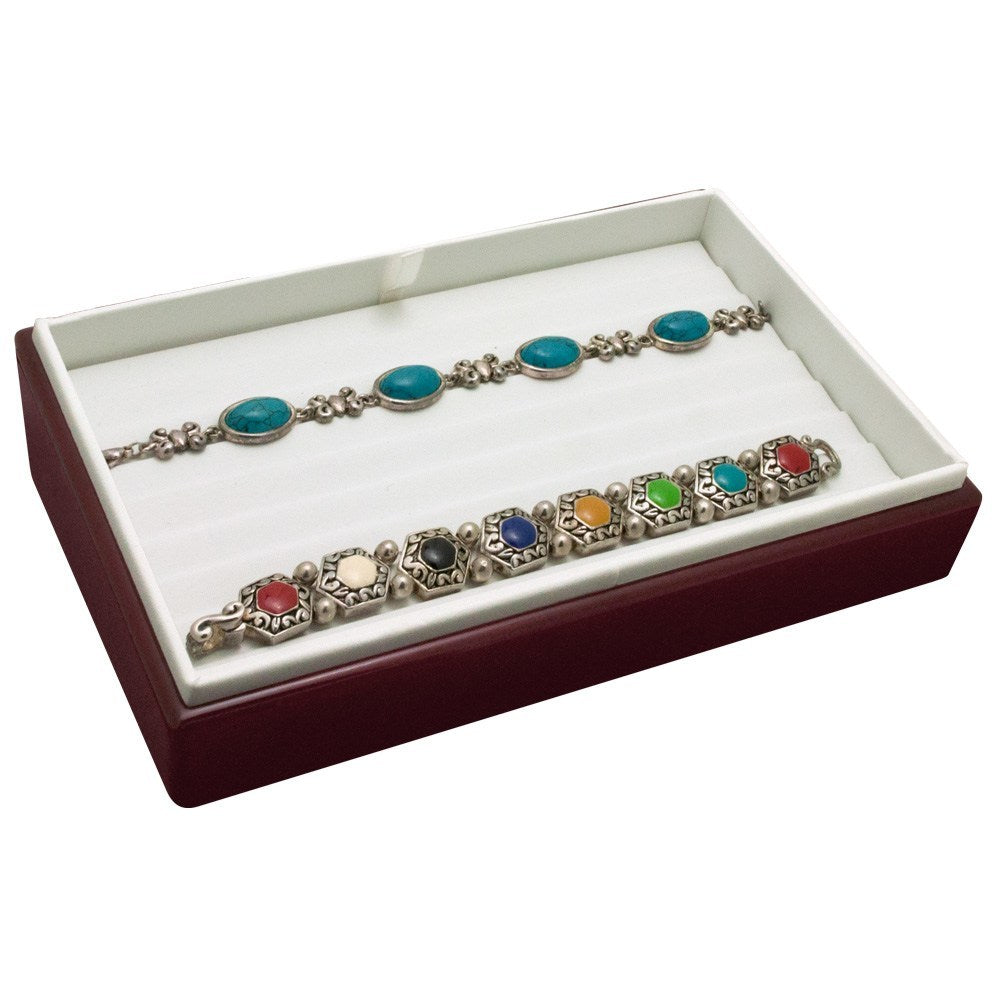 Red Rosewood 8 Slot Jewelry Bracelet Display Tray