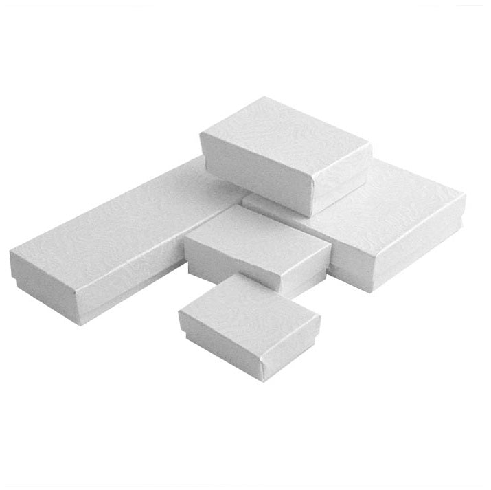 #99 - 100 Pieces Cotton Filled Jewelry Box Assortment in White Swirl