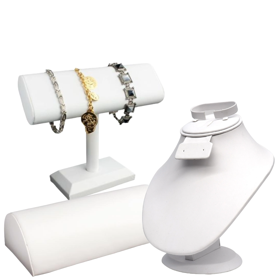 White Leatherette Jewelry Displays