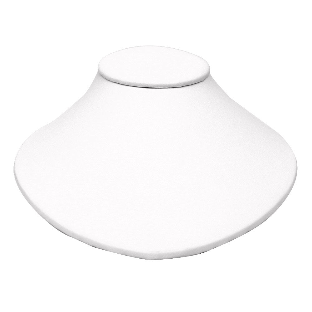 White Leatherette Low Profile Jewelry Necklace Display Bust