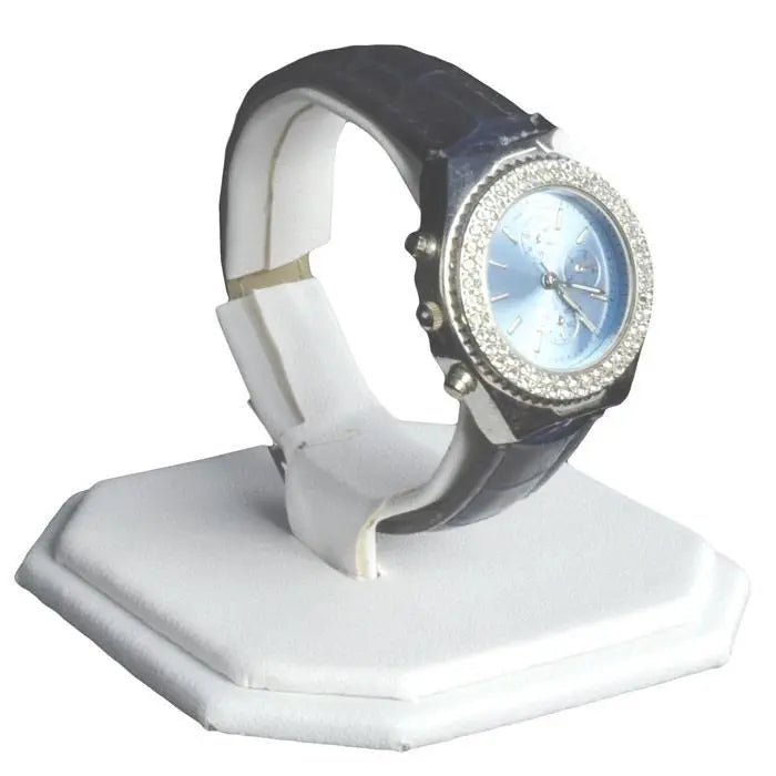 White Leatherette Watch Display Stand