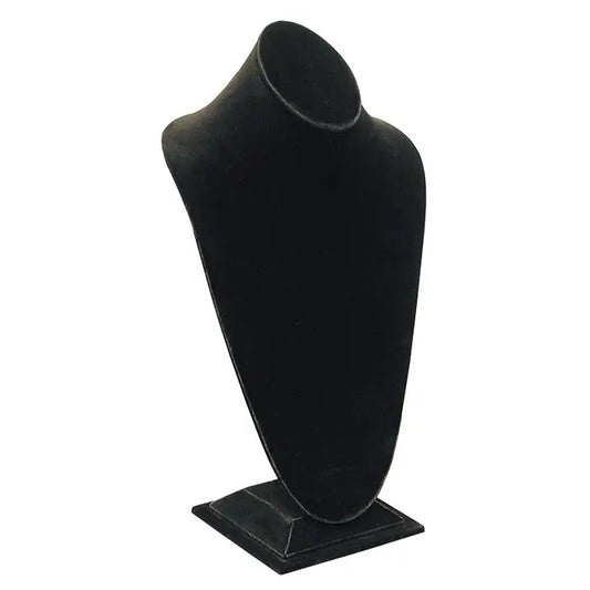 Black Velvet Jewelry Necklace Display Bust, 14-1/2" Tall