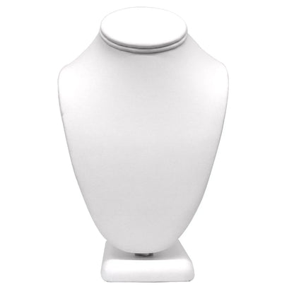 White Leatherette Jewelry Necklace Display Bust, 6-1/4" Tall